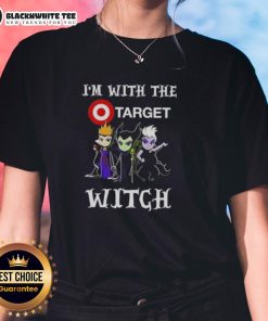 Hot I'm With The Target Witch Villains Halloween Ladies Tee featuring spooky designs perfect for Halloween festivities.