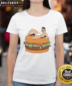Hot Bob Belcher bisexuals hamburger cartoon ladies tee featuring vibrant colors and playful design.