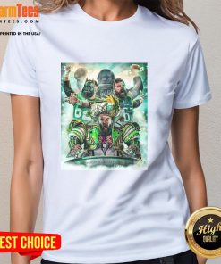 Hot Jason Kelce Philadelphia Eagles tee for ladies featuring a playful design with hungry dogs running faster.