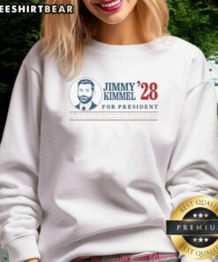 Hot Jimmy Kimmel for President sweatshirt featuring bold graphics and a stylish design, perfect for fans and supporters.