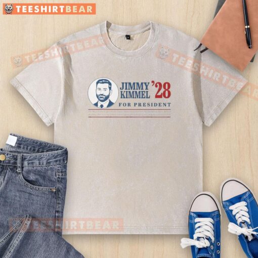 Hot Jimmy Kimmel for President washed t-shirt featuring a bold graphic design and vintage style for fans of the comedian.
