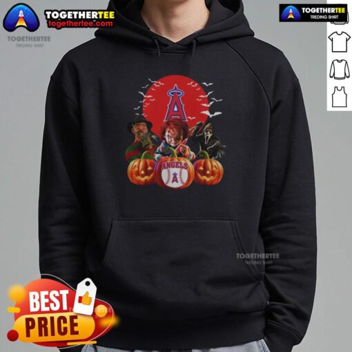 Hot Los Angeles Angels MLB horror movie Halloween hoodie featuring a spooky design perfect for Halloween fans.