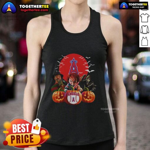 Hot Los Angeles Angels MLB horror movie Halloween tank top featuring spooky design perfect for Halloween festivities.