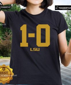 Alt Text: Hot LSU Football 1-0 ladies tee featuring a stylish design perfect for fans supporting their team.