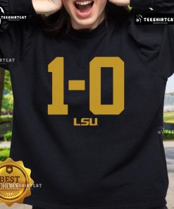 Hot LSU Football 1-0 sweatshirt featuring bold team colors and logo, perfect for fans supporting their favorite team.
