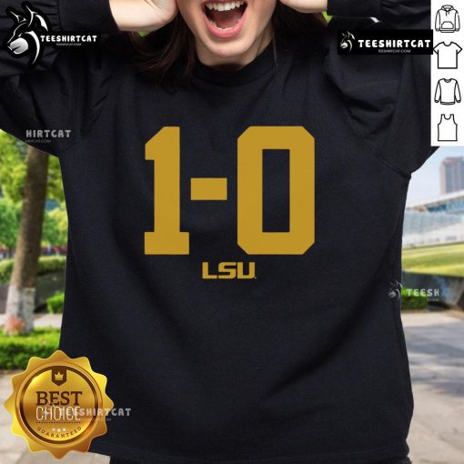 Hot LSU Football 1-0 sweatshirt featuring bold team colors and logo, perfect for fans supporting their favorite team.