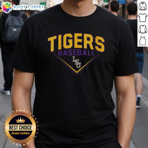 Hot LSU Tigers baseball logo T-shirt featuring bold graphics and vibrant colors, perfect for fans and sports enthusiasts.
