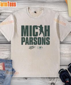 Micah Parsons Green Bay Packers figure on a washed t-shirt, showcasing a stylish sports design for fans.