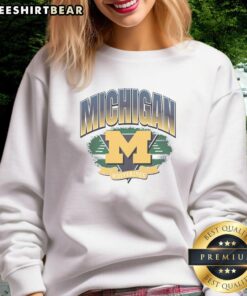 Hot Michigan Wolverines Arena Fade Sweatshirt in navy blue, featuring bold team logo and stylish design for fans.