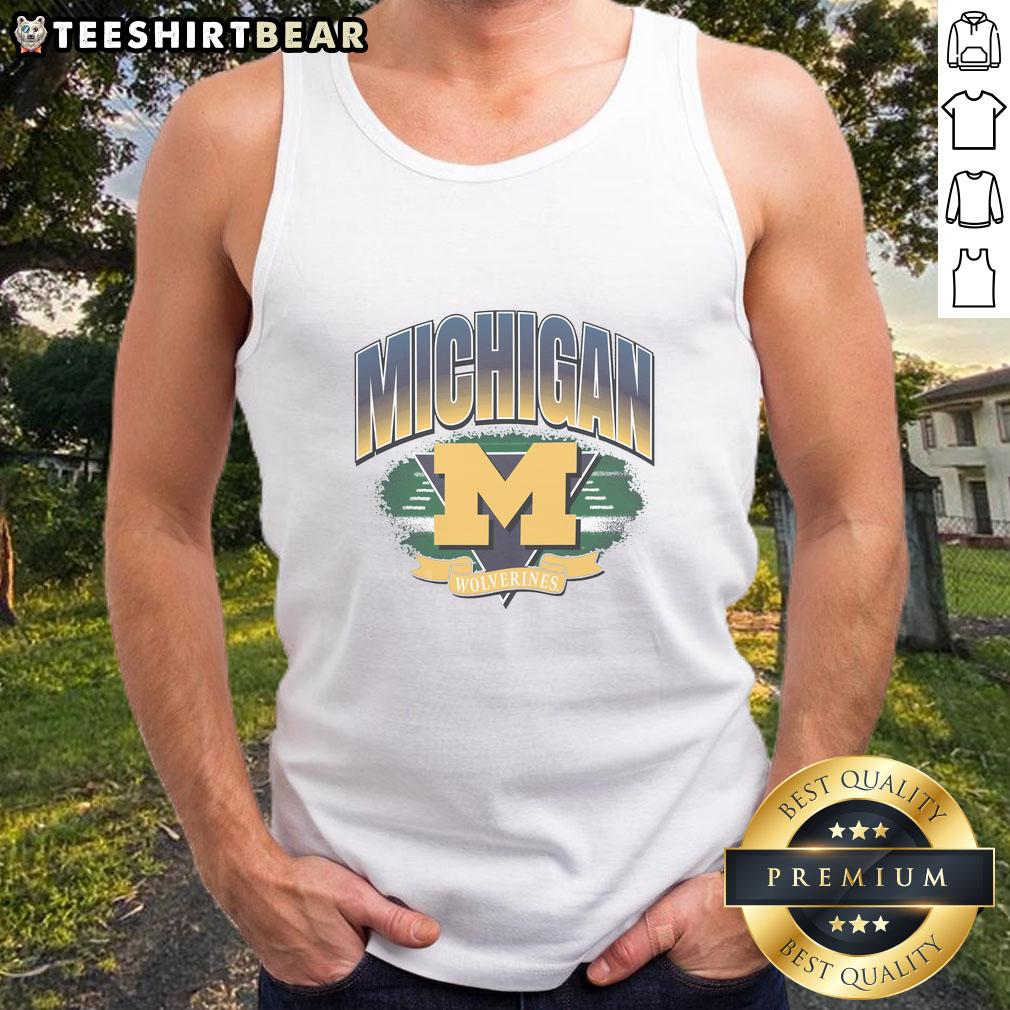 Hot Michigan Wolverines Arena Fade Tank Top Hot Michigan Wolverines Arena Fade Tank Top in blue and maize, perfect for game day and summer sports events.