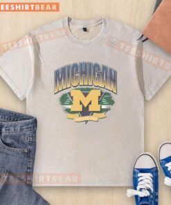 Hot Michigan Wolverines Arena Fade Washed T-Shirt featuring bold team colors and logo, perfect for fans.