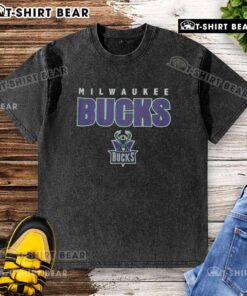 Vintage Milwaukee Bucks throwback washed t-shirt featuring classic logo and comfortable fit, perfect for fans.