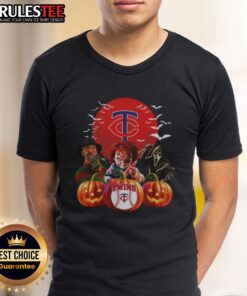 Hot Minnesota Twins MLB horror movie Halloween T-shirt featuring spooky graphics and team logo for festive fans.