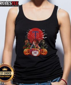 Hot Minnesota Twins MLB horror movie Halloween tank top featuring spooky design for fans and festive style.