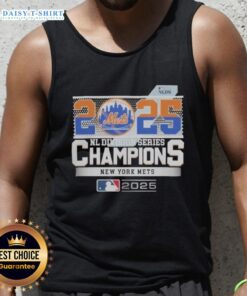 New York Mets 2025 MLB Postseason NL Division Series Champions celebration tank top showcasing team pride and victory.