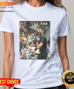 Hot Novak Djokovic US Open Tennis 2025 Ladies Tee showcasing vibrant design and sporty style for tennis fans.