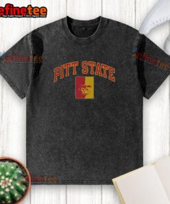 Hot Pitt State logo washed t-shirt featuring a distressed design, perfect for casual wear and school spirit.