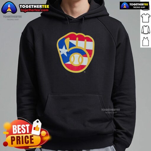 Alt Text: Hot Puerto Rican Milwaukee Brewers logo hoodie featuring vibrant colors and stylish design for fans.