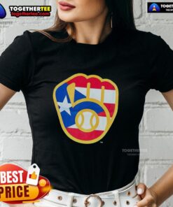 Hot Puerto Rican Milwaukee Brewers Logo Ladies Tee featuring vibrant colors and stylish design for fans.