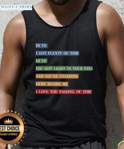 Colorful retro tank top featuring song lyrics about time passing, perfect for music lovers and vintage fashion enthusiasts.