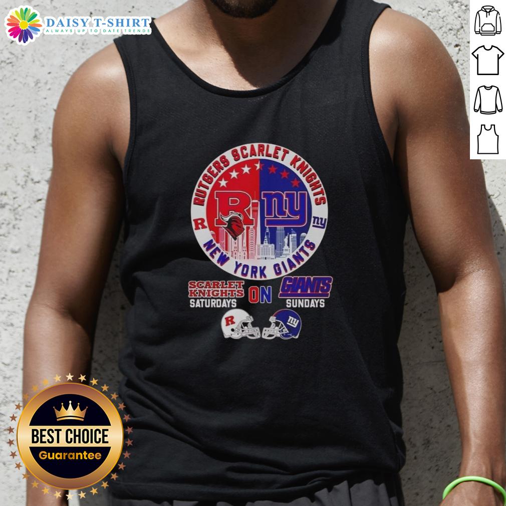 Hot Rutgers Scarlet Knights And New York Giants Helmet City Skyline Tank Top Hot Rutgers Scarlet Knights and New York Giants helmet tank top with city skyline, perfect for sports fans and summer wear.