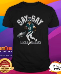 Alt Text: Hot Saquon Barkley Philadelphia Eagles Player T-Shirt featuring vibrant graphic design and team colors.
