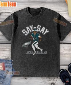 Hot Saquon Barkley Philadelphia Eagles Player illustrative pack washed t-shirt featuring vibrant team colors and player graphic.