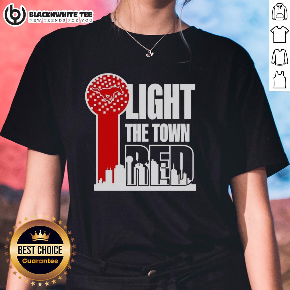 Hot Smu Mustangs Light The Town Red Ladies Tee Hot SMU Mustangs Light The Town Red ladies tee showcasing vibrant school spirit and stylish design for fans.