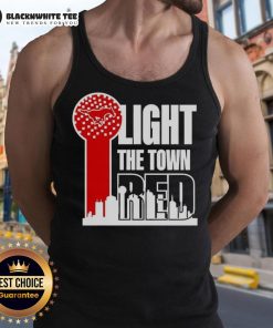 Hot SMU Mustangs Light the Town Red tank top featuring vibrant colors and bold logo for fans and supporters.