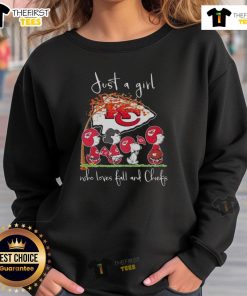 Hot Snoopy and friend in Kansas City Chiefs sweatshirt, perfect for football lovers this fall.