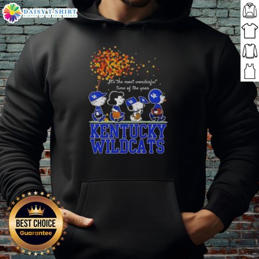 Hot Snoopy and Friends Kentucky Wildcats autumn hoodie featuring festive designs for the most wonderful time of the year.