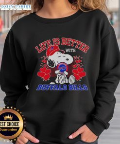 Hot Snoopy Buffalo Bills NFL sweatshirt - 'Life is Better with Bills Mafia' design for fans and stylish comfort.