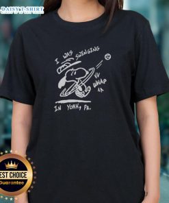 Hot Snoopy I Was Swinging In York Ladies Tee featuring a vibrant graphic of Snoopy on a swing, perfect for casual wear.