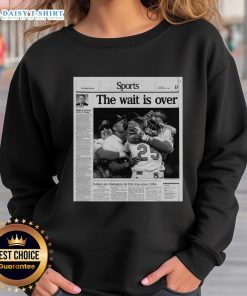 Hot Sports sweatshirt celebrating Indians' championship victory, first since 1954, perfect for fans and collectors.
