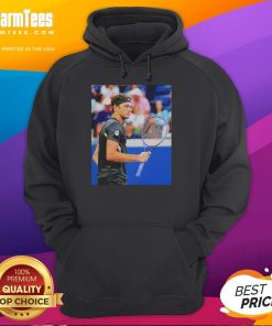 Taylor Fritz wearing a stylish hoodie at the 2025 US Open Tennis, showcasing his athletic style and competitive spirit.