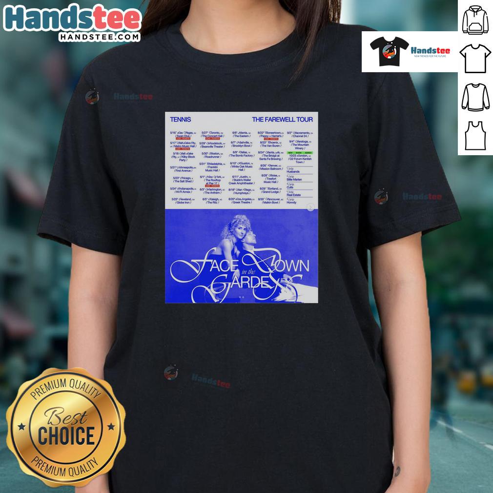 Hot Tennis The Farewell Tour 2025 Poster Ladies Tee Alt Text: Hot Tennis The Farewell Tour 2025 poster featuring ladies tee design with vibrant graphics and event details.