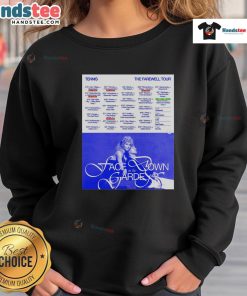 Hot Tennis Farewell Tour 2025 poster sweatshirt featuring vibrant graphics and tour dates.