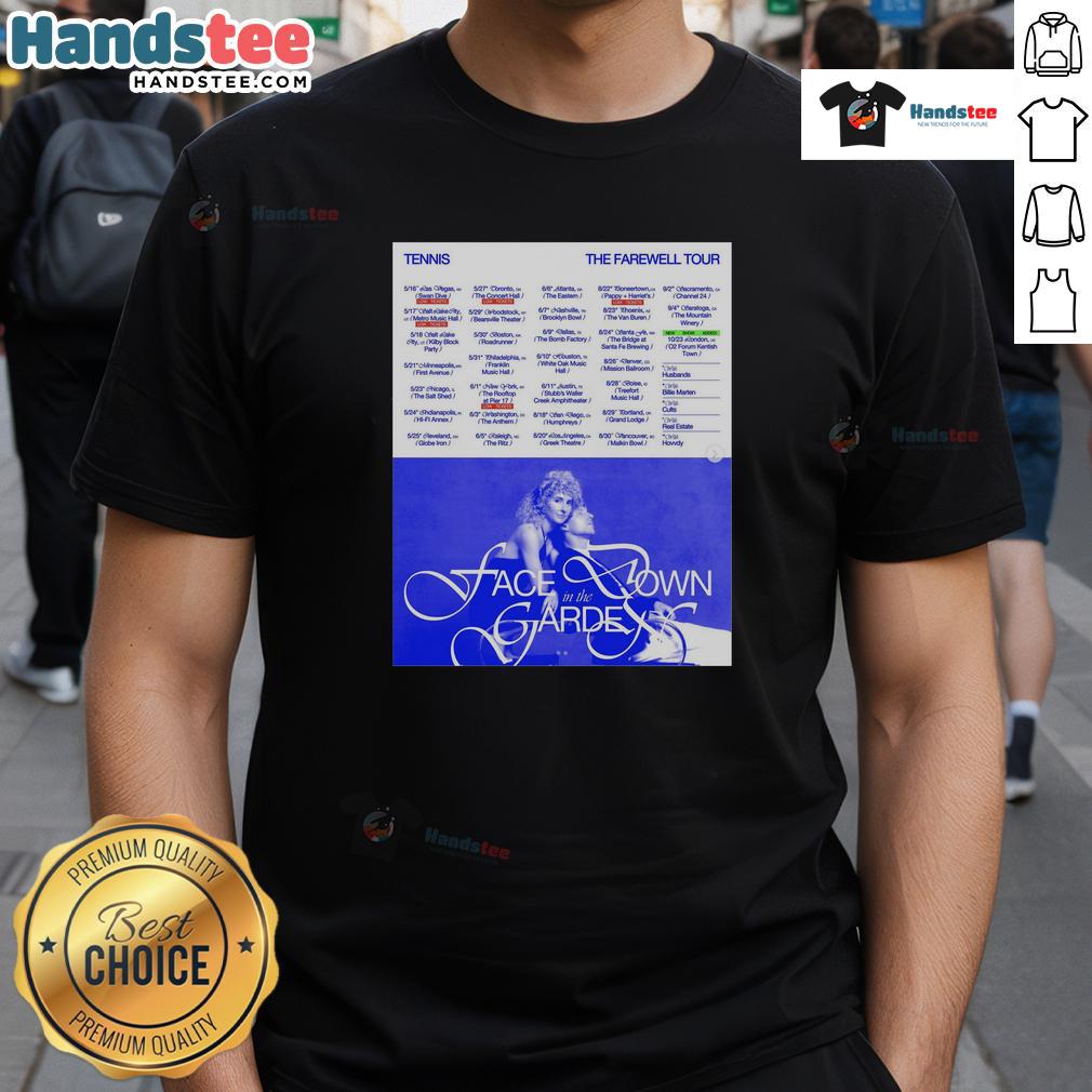 Hot Tennis The Farewell Tour 2025 Poster T Shirt Alt Text: Hot Tennis The Farewell Tour 2025 poster on a stylish T-shirt design featuring vibrant graphics and tour details.