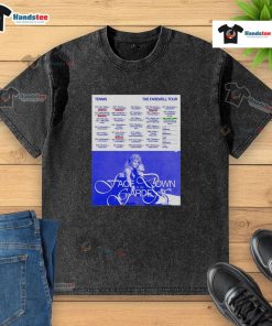 Alt Text: Hot Tennis The Farewell Tour 2025 poster design on a washed t-shirt, featuring vibrant colors and bold graphics.