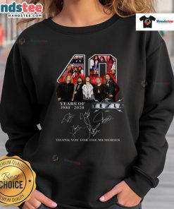Alt Text: Hot Tesla 45 Years of 1981-2026 Signature sweatshirt, celebrating memories with stylish design for fans.