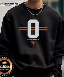 Hot Texas Longhorns Football DeAndre Moore Jr. 0 Stripe Sweatshirt featuring team colors and logo, perfect for fans.