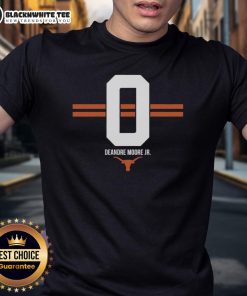 Hot Texas Longhorns Football Deandre Moore Jr. Stripe T-Shirt featuring vibrant colors and team logo.