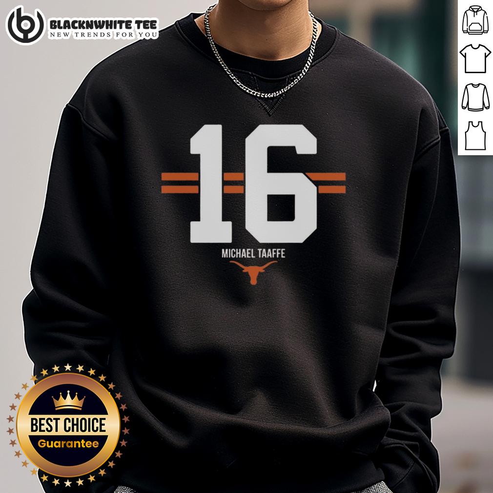 Hot Texas Longhorns Football Michael Taaffe #16 Stripe Sweatshirt Hot Texas Longhorns football sweatshirt by Michael Taaffe featuring 16 stripes, perfect for game day style.