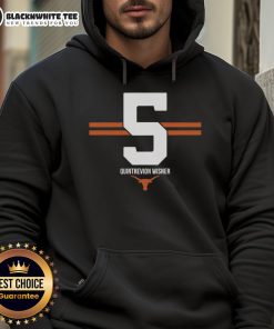 Quintrevion Wisner wearing a Hot Texas Longhorns football 5-stripe hoodie, showcasing team spirit and style.
