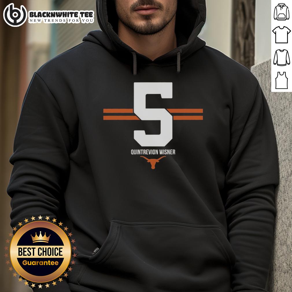 Hot Texas Longhorns Football Quintrevion Wisner #5 Stripe Hoodie Quintrevion Wisner wearing a Hot Texas Longhorns football 5-stripe hoodie, showcasing team spirit and style.