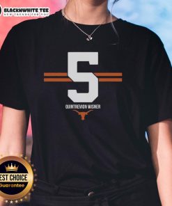 Hot Texas Longhorns Football Quintrevion Wisner 5 Stripe Ladies Tee showcasing team spirit and stylish design.