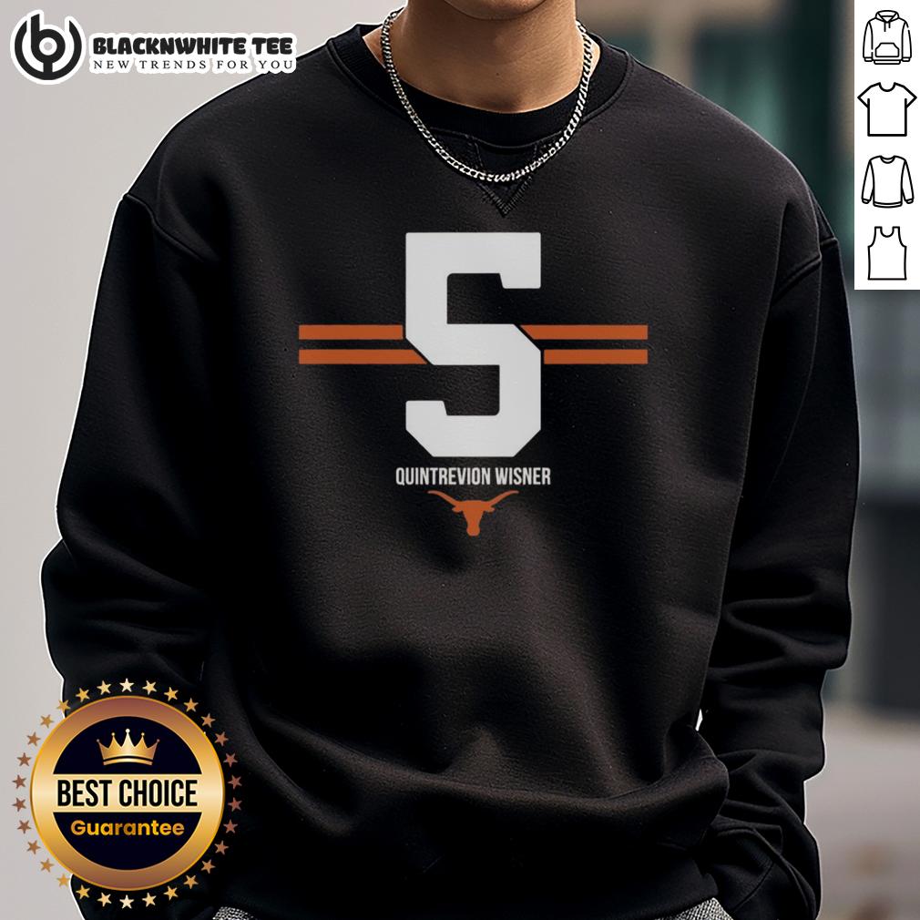 Hot Texas Longhorns Football Quintrevion Wisner #5 Stripe Sweatshirt Quintrevion Wisner wearing a Hot Texas Longhorns football 5-stripe sweatshirt, showcasing team spirit and style.
