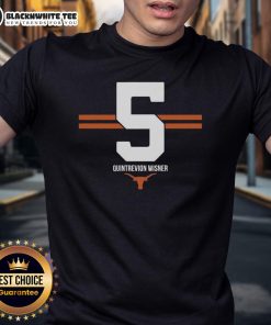 Alt Text: Hot Texas Longhorns Football Quintrevion Wisner Stripe T-Shirt featuring bold stripes and team logo. Perfect for fans!