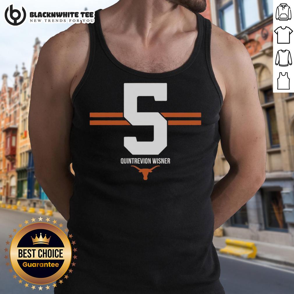 Hot Texas Longhorns Football Quintrevion Wisner #5 Stripe Tank Top Alt Text: Hot Texas Longhorns football Quintrevion Wisner 5-stripe tank top featuring vibrant colors and team logo design.