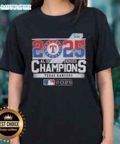 Hot Texas Rangers 2025 ALDS Champions MLB American League Division Series ladies tee showcasing team pride.